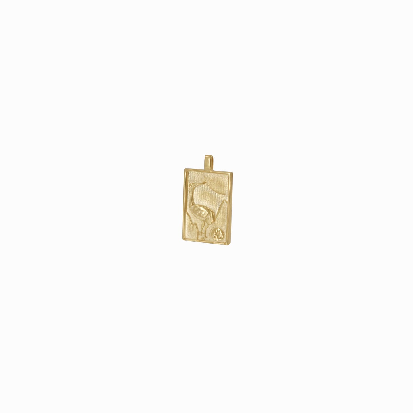Korean Go-Stop Card Game Ogwang January Pendant 14K Gold 오광 송학