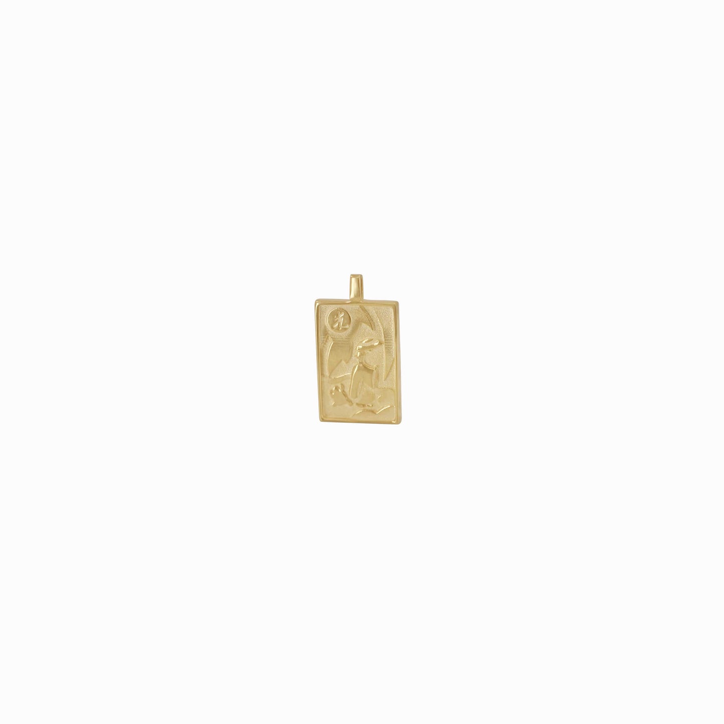 Korean Go-Stop Card Game Ogwang December Pendant 14K Gold 오광 비