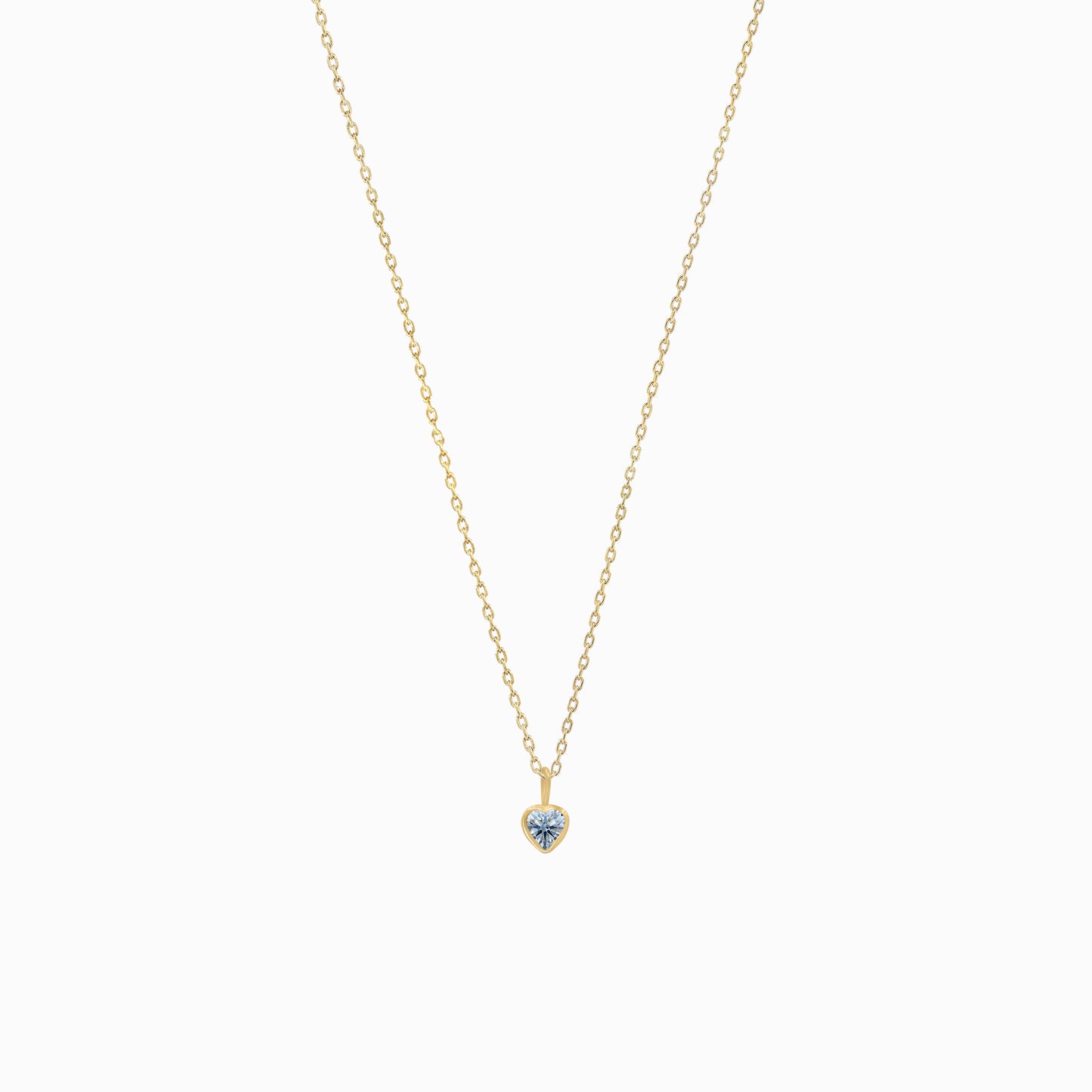 Blue Heart Shape Lab Diamond Charm 14K Solid Gold