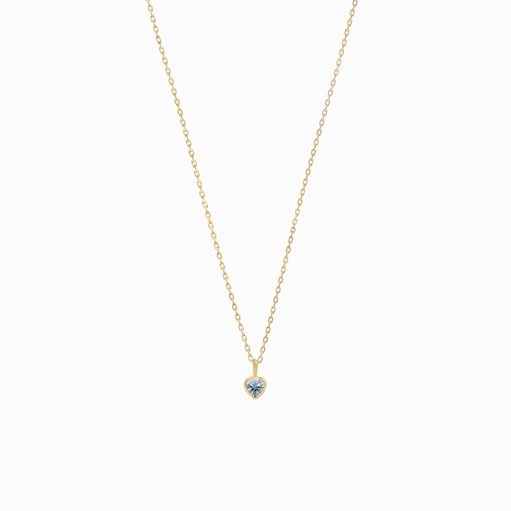 Blue Heart Shape Lab Diamond Charm 14K Solid Gold
