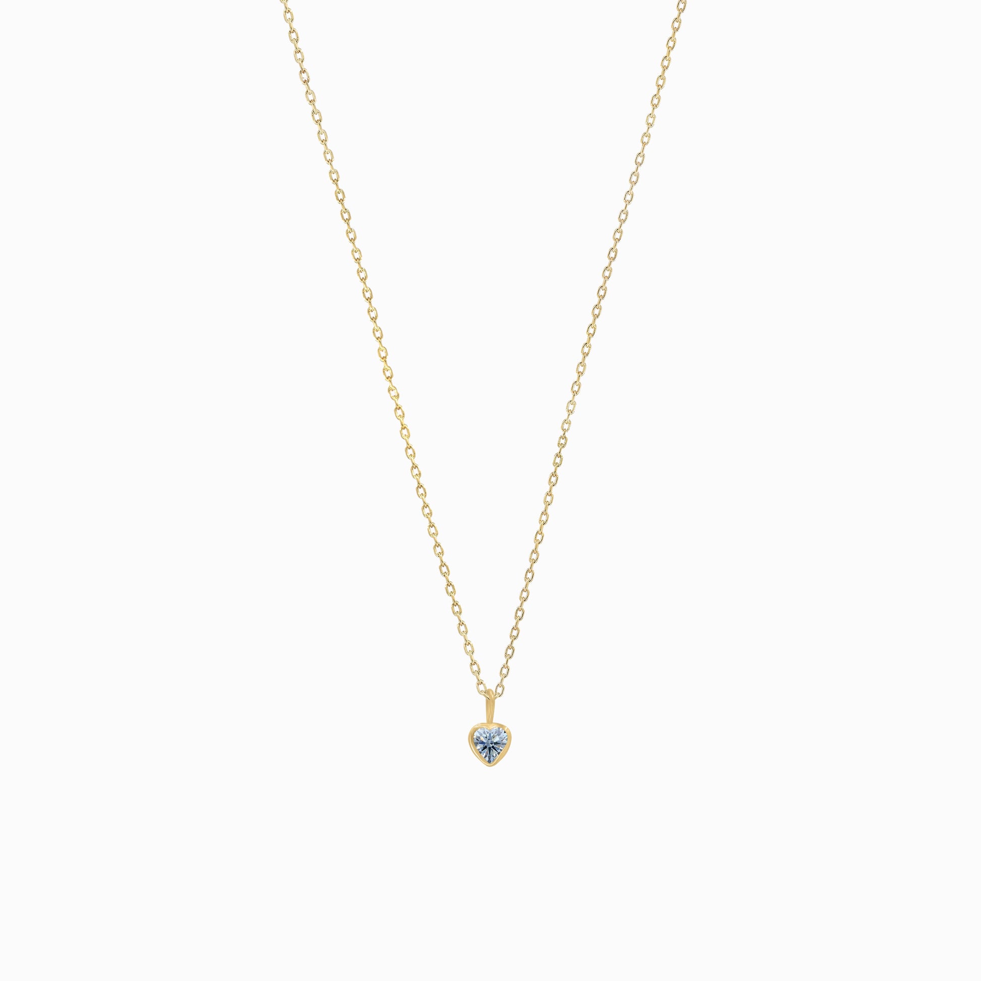 Blue Heart Shape Lab Diamond Charm 14K Solid Gold