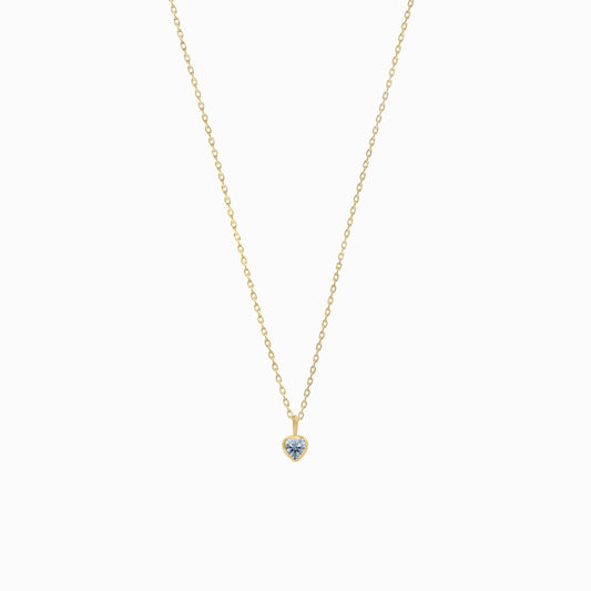 Blue Heart Shape Lab Diamond Charm 14K Solid Gold