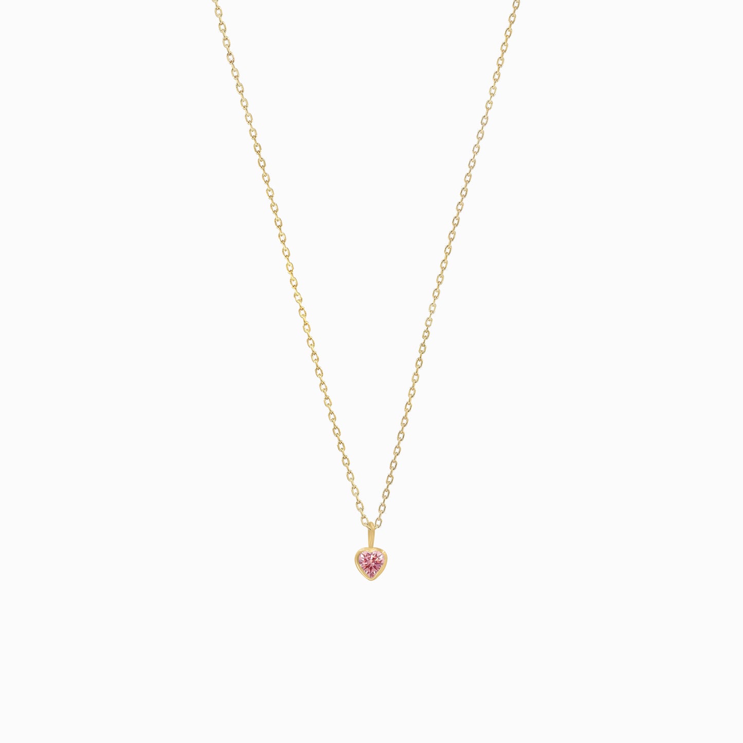 Pink Heart Shape Lab Diamond Charm 14K Gold