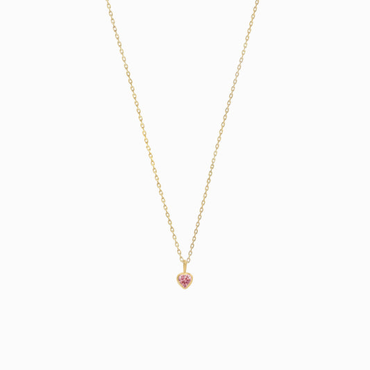 Pink Heart Shape Lab Diamond Charm 14K Gold