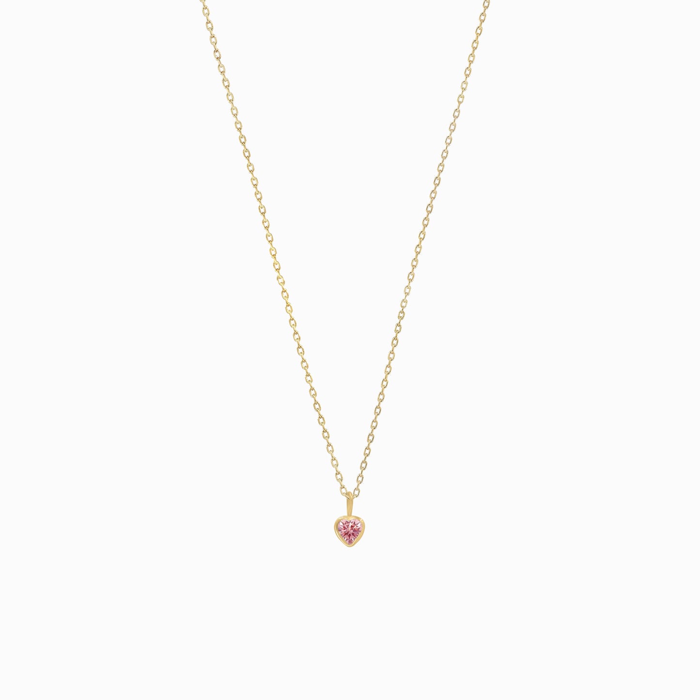Pink Heart Shape Lab Diamond Charm 14K Gold