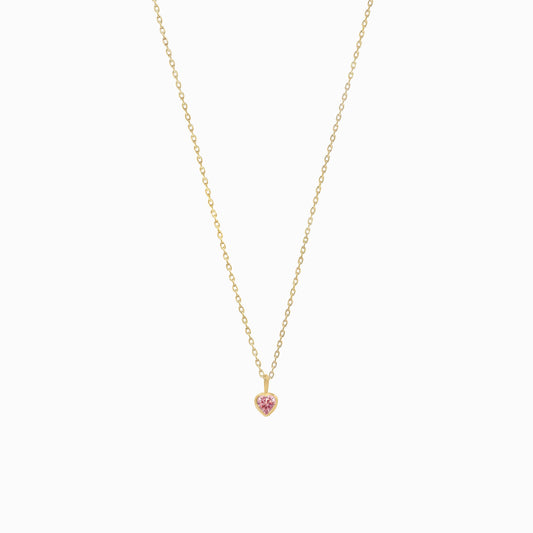 Pink Heart Shape Lab Diamond Charm 14K Gold