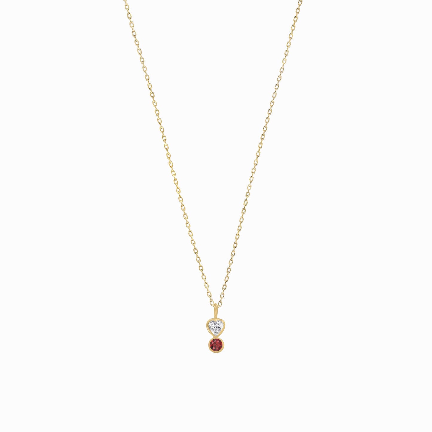 Heart Shape Lab Diamond & Natural Ruby Charm 14K Gold July Birthstone