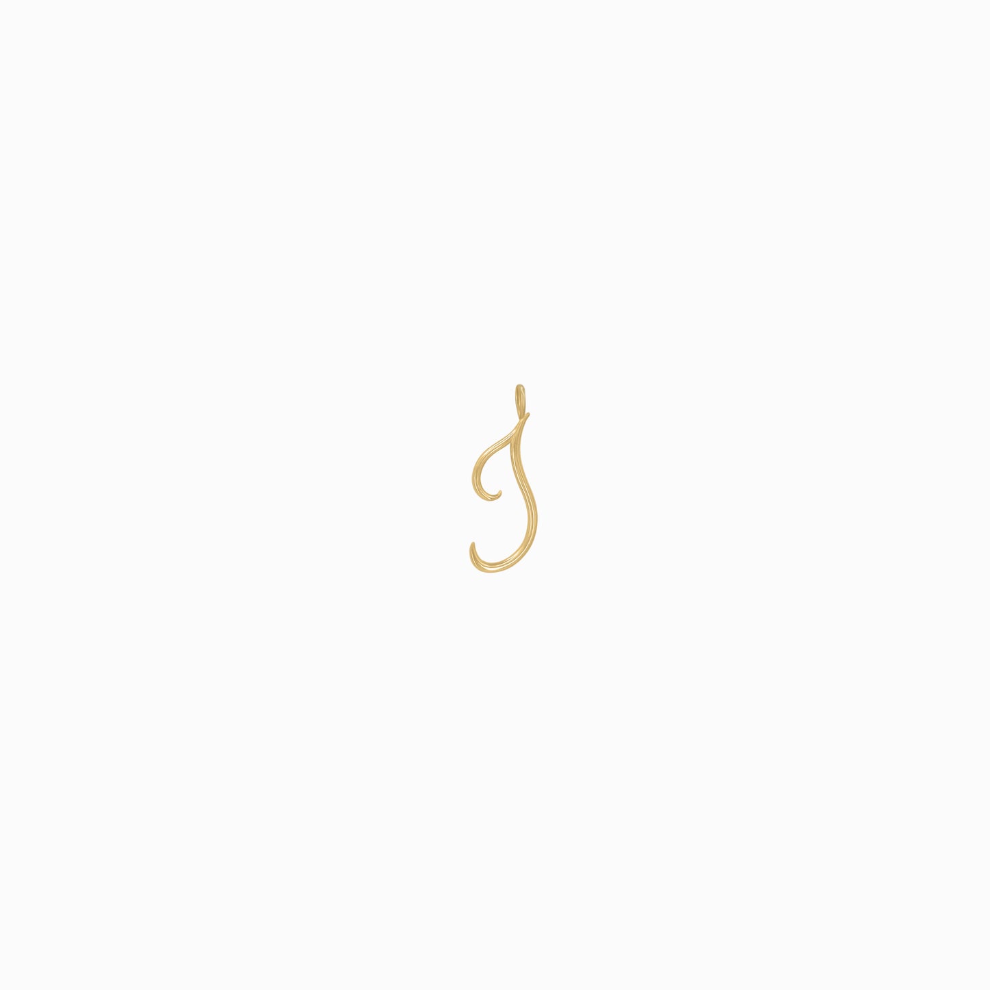 J Script Initial Letter Charm Pendant 14K Gold