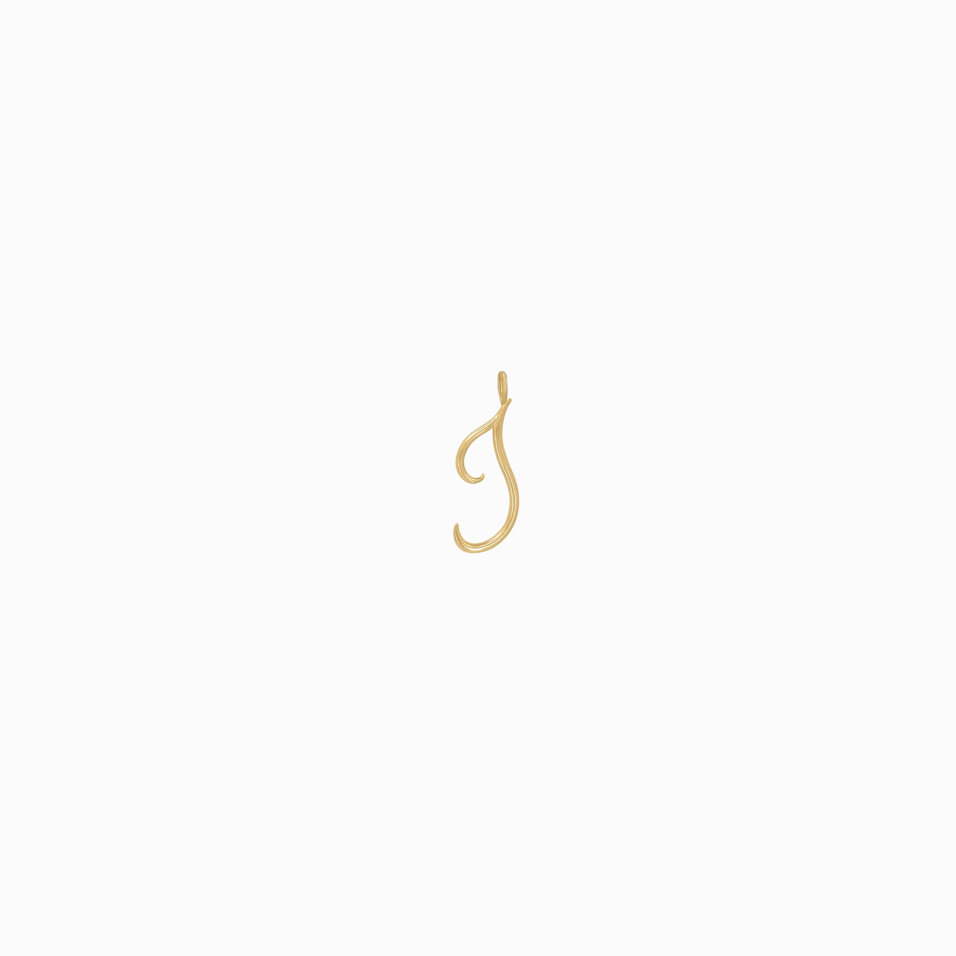 J Script Initial Letter Charm Pendant 14K Gold