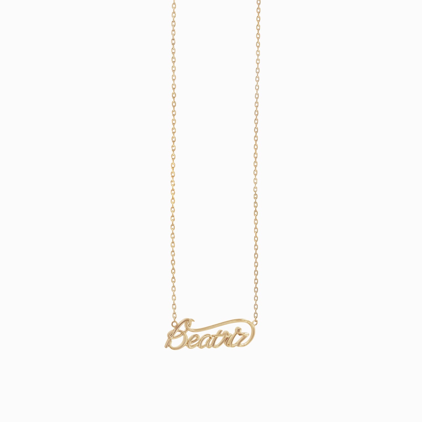 Custom Name Necklace Script Word BEATRIZA 14K Gold