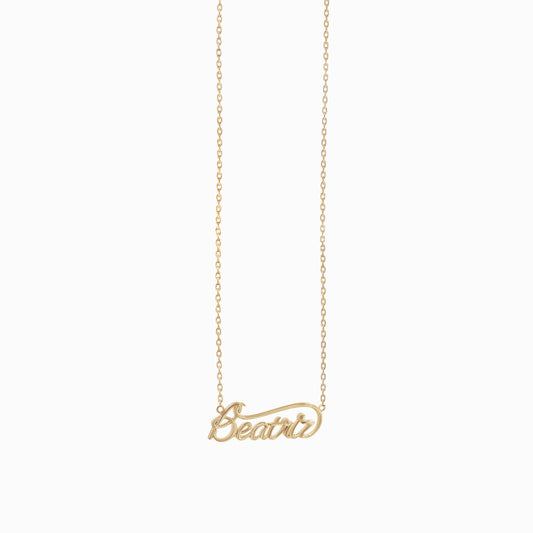 Custom Name Necklace Script Word BEATRIZA 14K Solid Gold – Personalized
