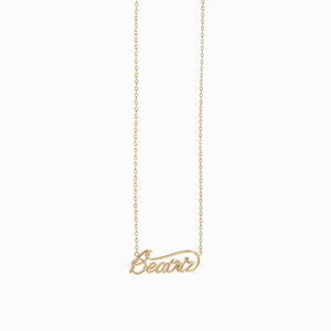 
          
          Load image into Gallery viewer, Custom Script Word Necklace BEATRIZA 14K Gold
          
          