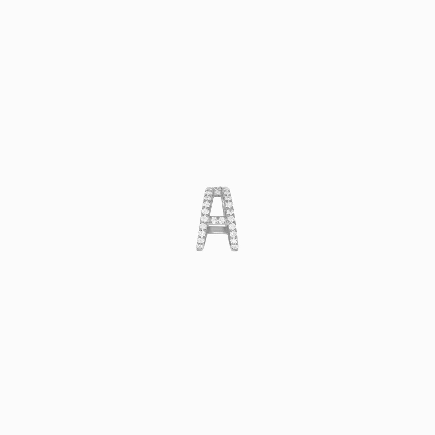 Eclipse A Initial Letter Pavé Lab Diamonds Charm Sterling Silver