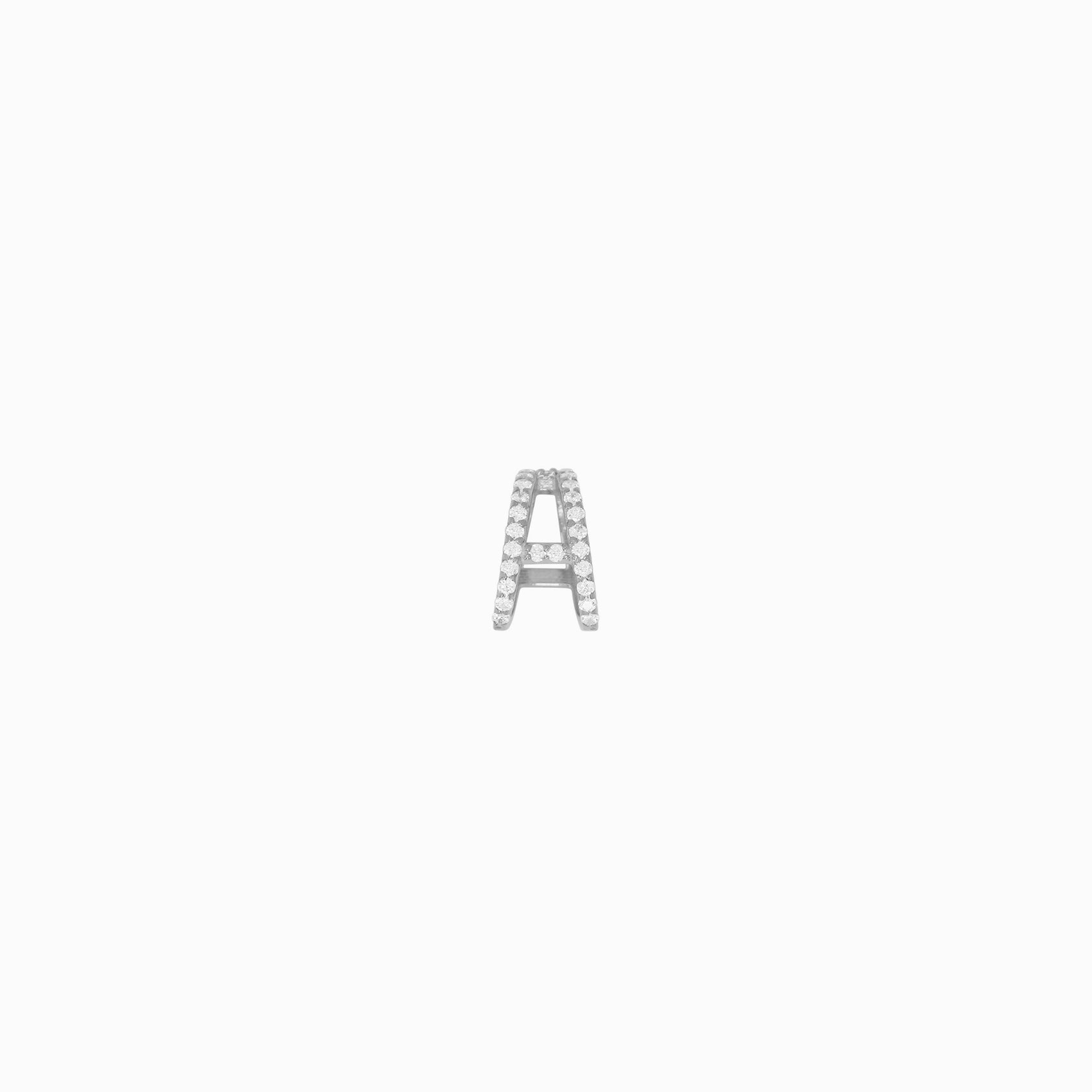 Eclipse A Initial Letter Pavé Lab Diamonds Charm Sterling Silver