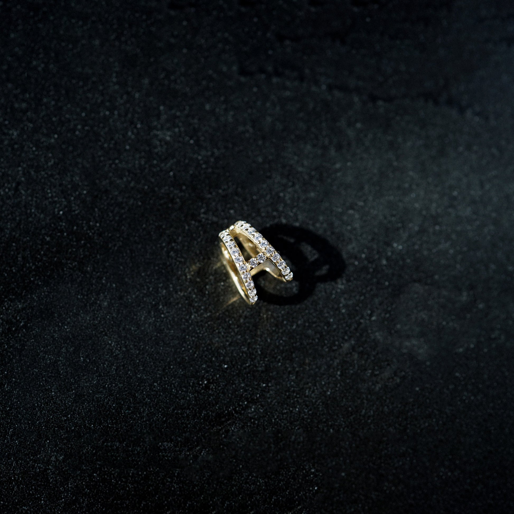 Eclipse A Initial Letter Pavé Diamonds Charm 14K Gold