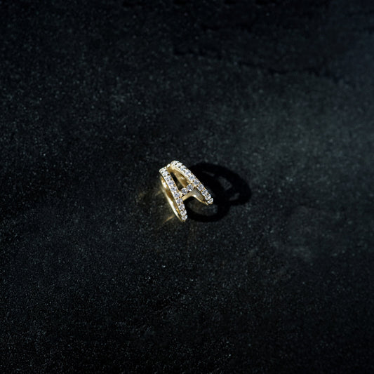 Eclipse A Initial Letter Pavé Diamonds Charm 14K Gold