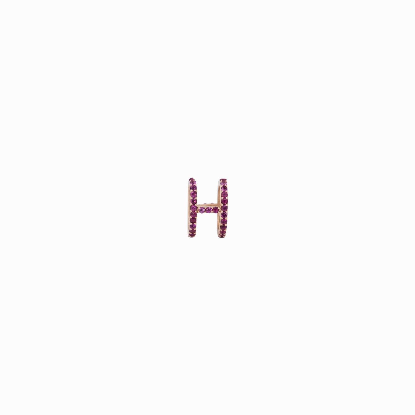 Eclipse H Initial Letter Pavé Pink Sapphire Rose Gold Charm