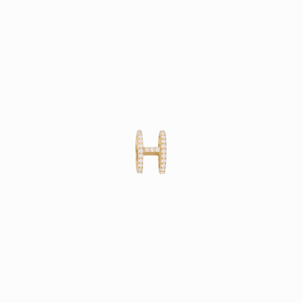 Eclipse H Initial Letter Diamond 14k Gold Charm