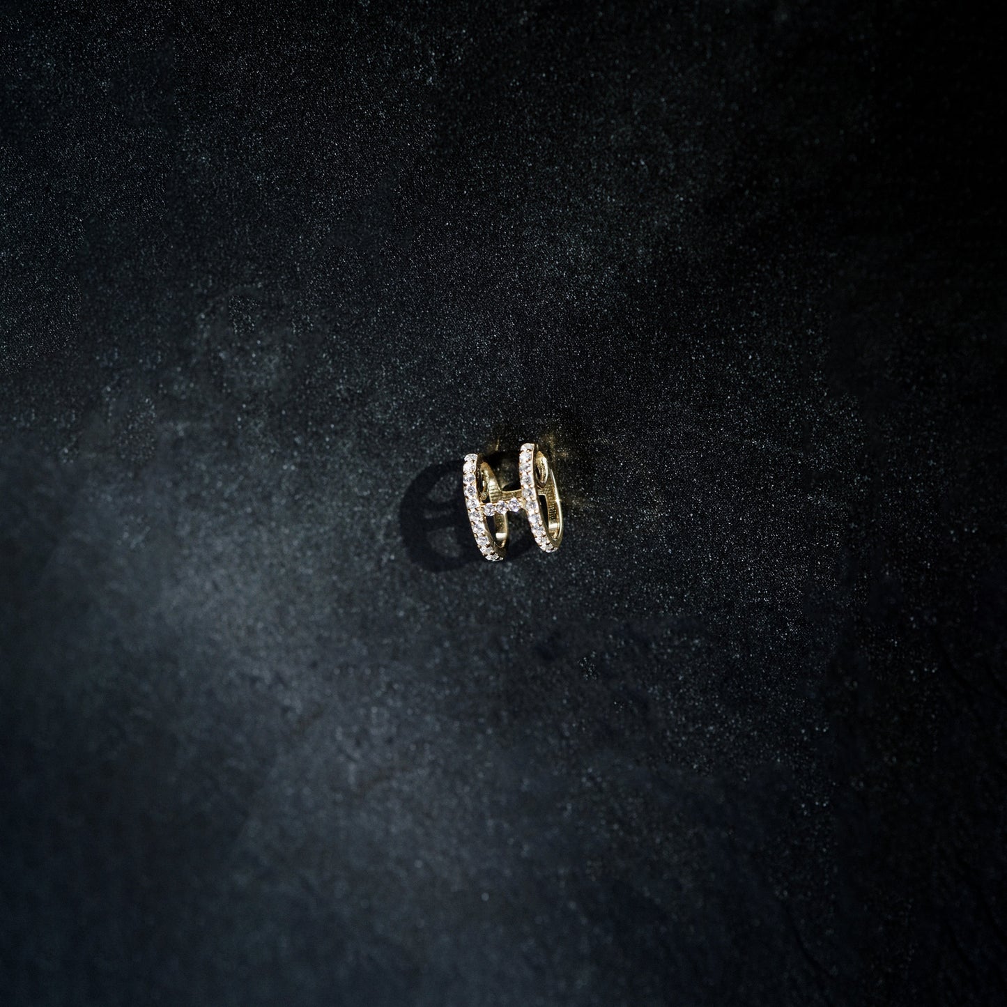 Eclipse H Initial Letter Diamond 14k Gold Charm