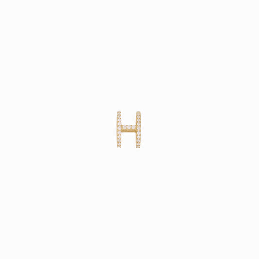 Eclipse H Initial Letter Pavé Diamond Gold Charm