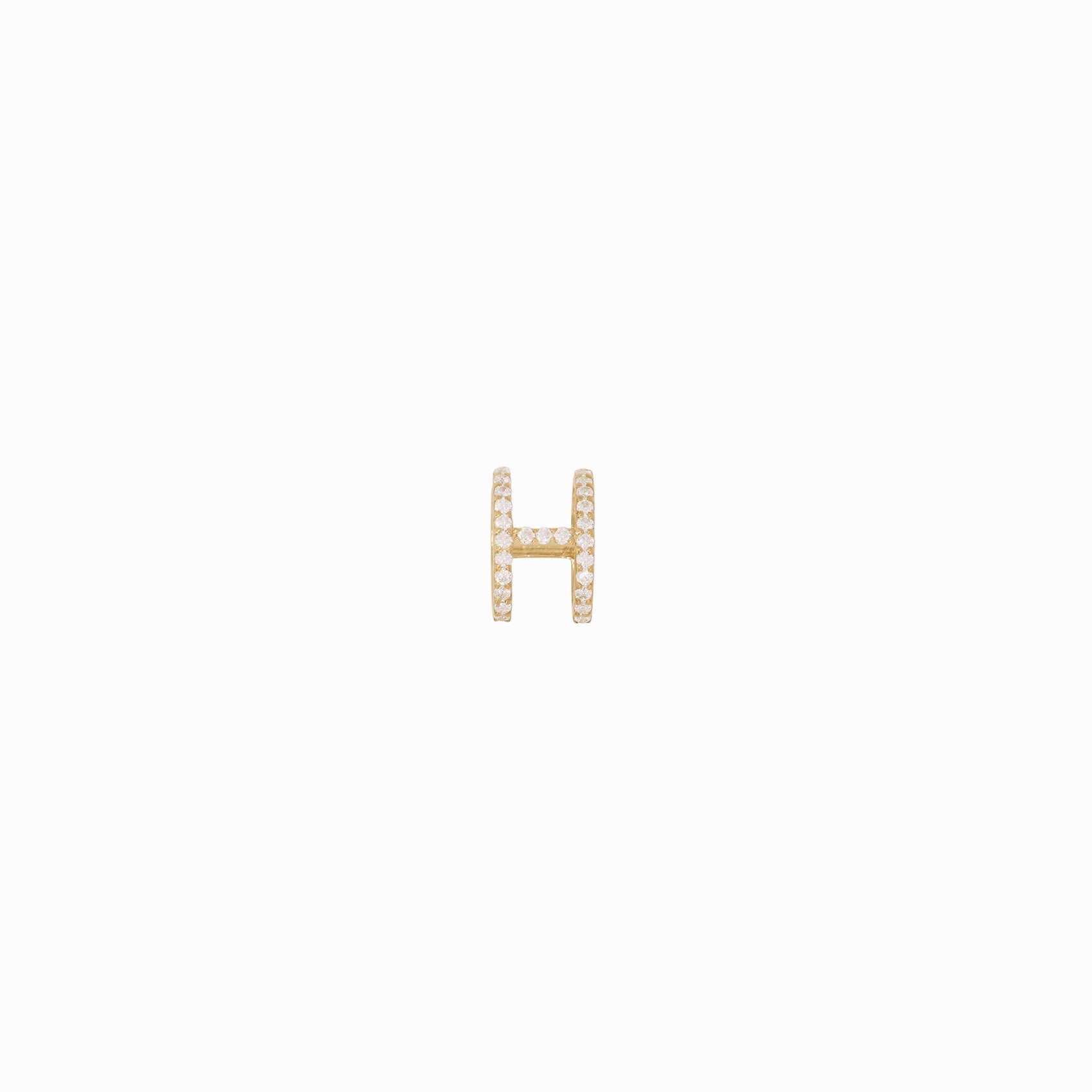 Eclipse H Initial Letter Pavé Lab Diamond Charm 14K Gold