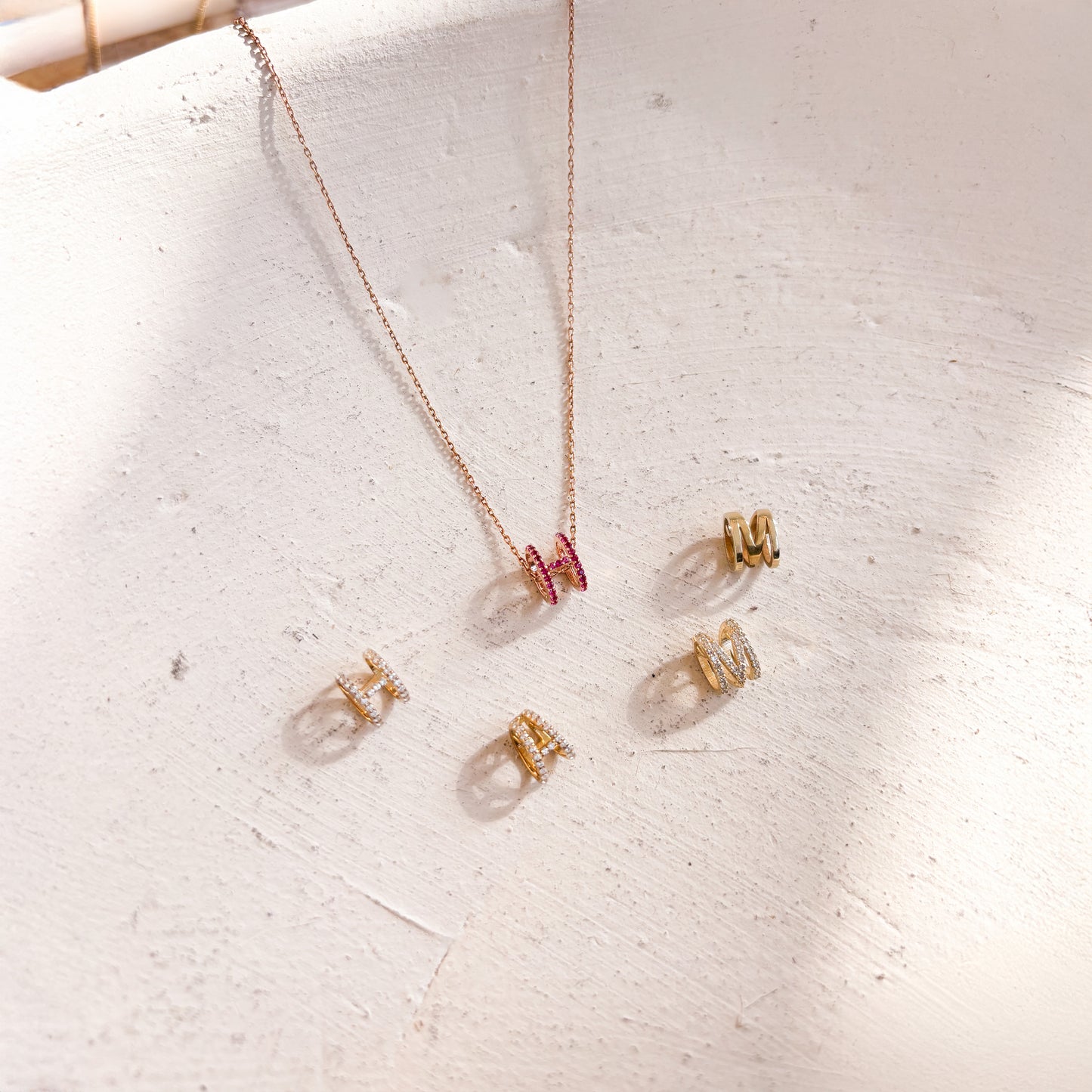 Eclipse A Initial Letter Necklace 14K Gold