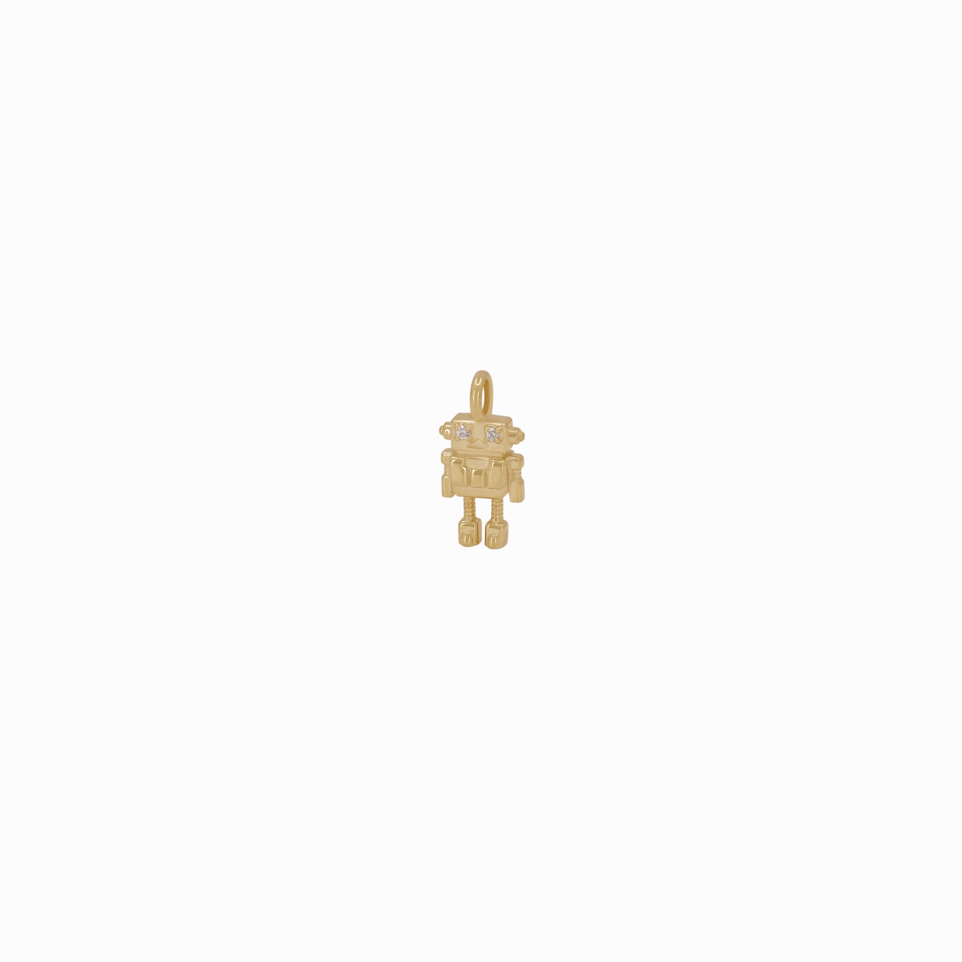 Robot Winy Pavé Diamond Pendant Charm 14K Gold
