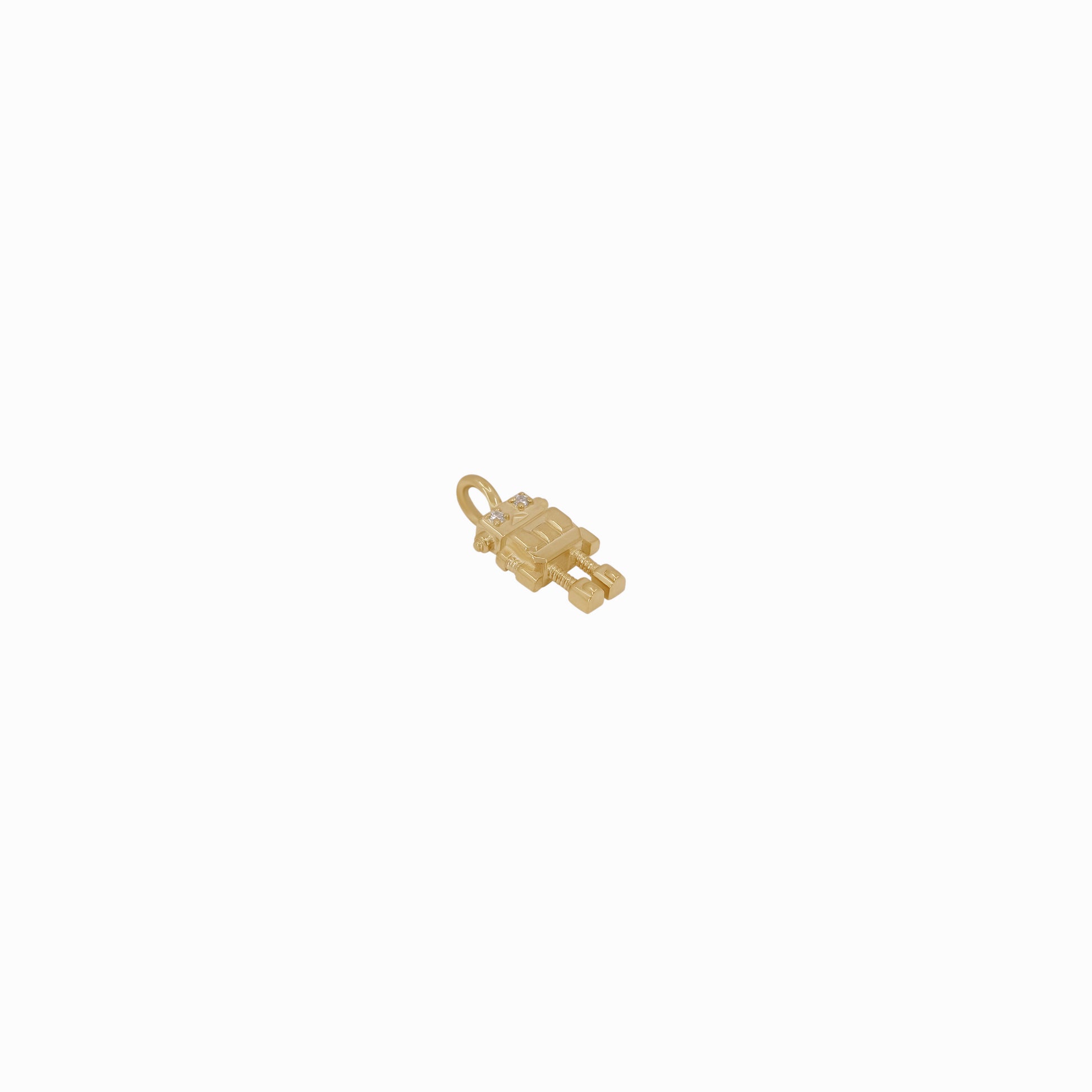 Robot Winy Pavé Diamond Pendant Charm 14K Gold