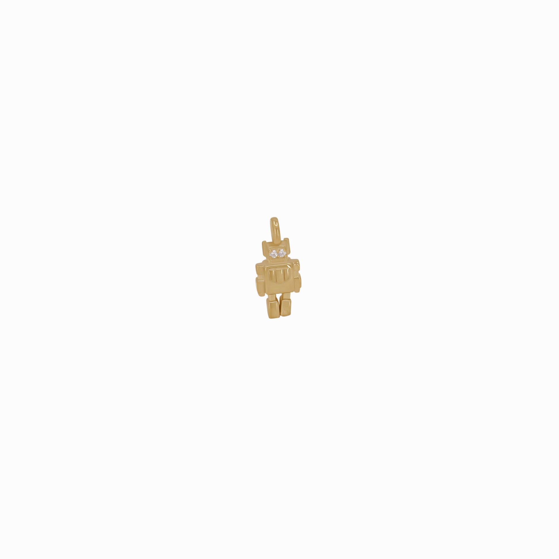 Robot Toto Pavé Diamond Pendant Charm 14K Gold
