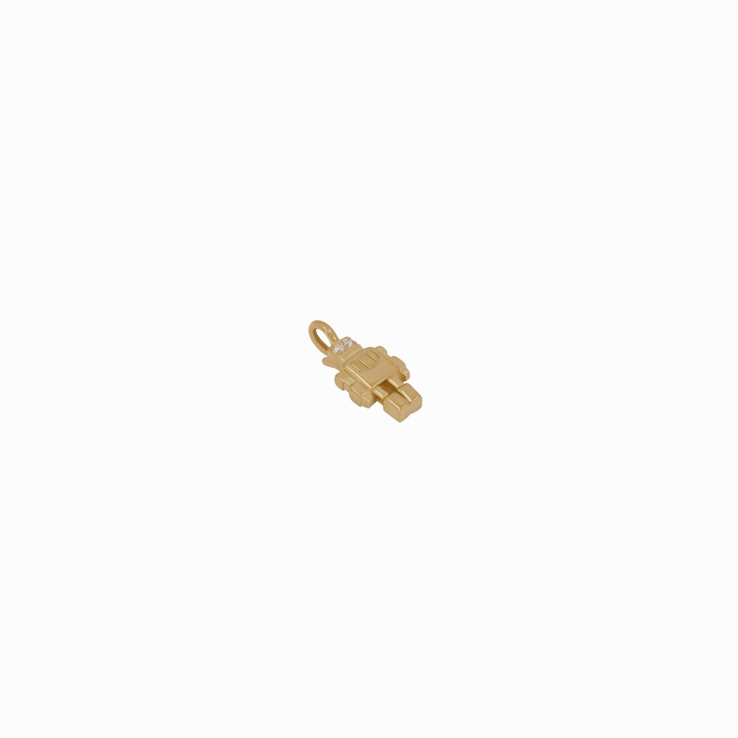 Robot Toto Pavé Diamond Pendant Charm 14K Gold