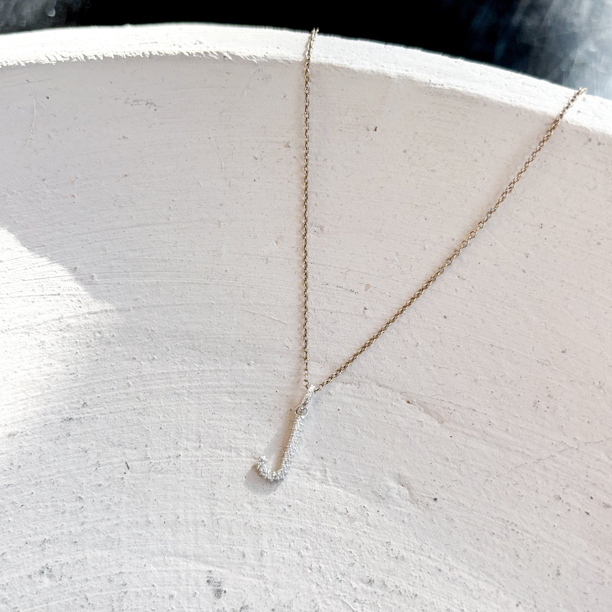 J Volume Initial Letter Pavé Diamond Necklace