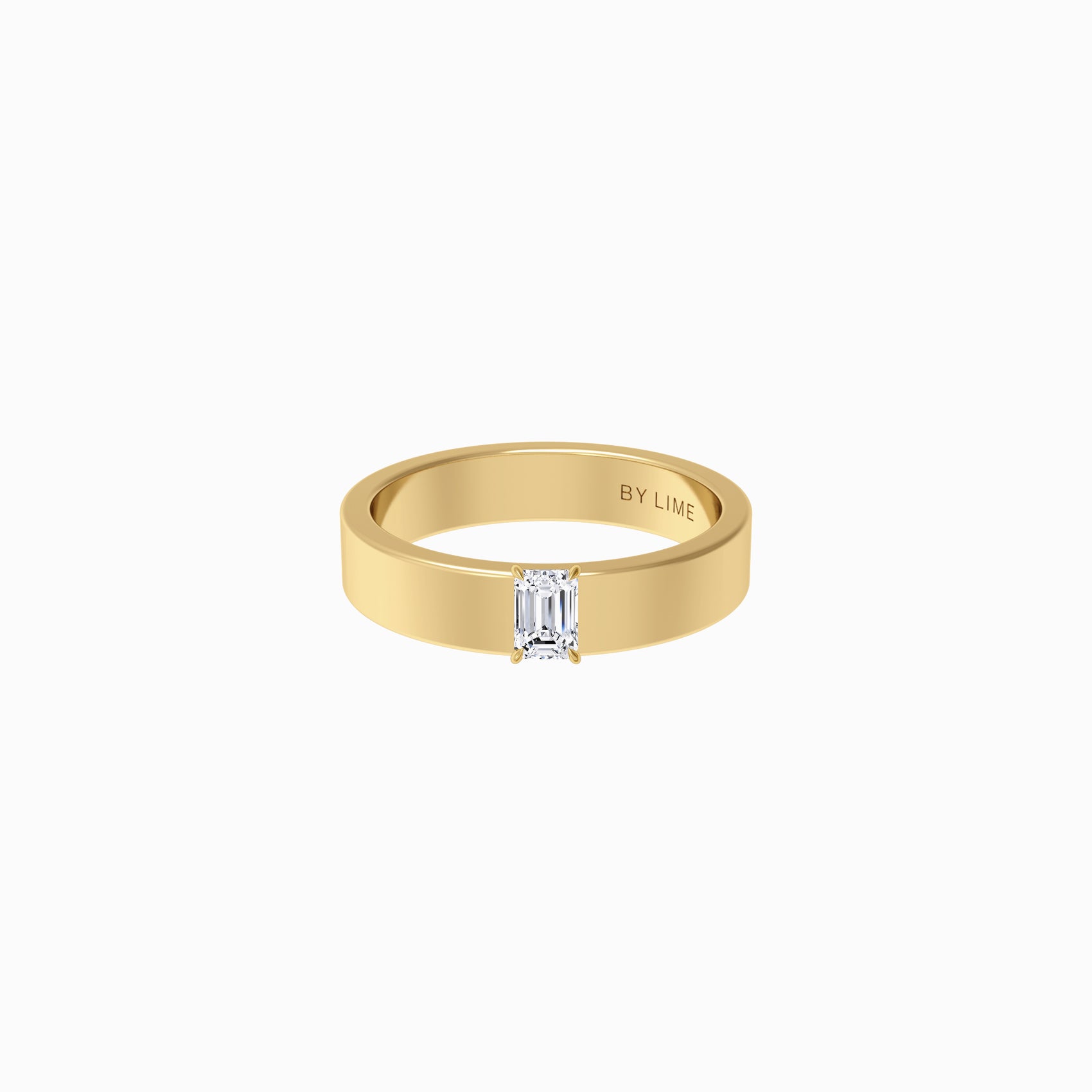 Emerald Lab Diamond Band Ring Gold