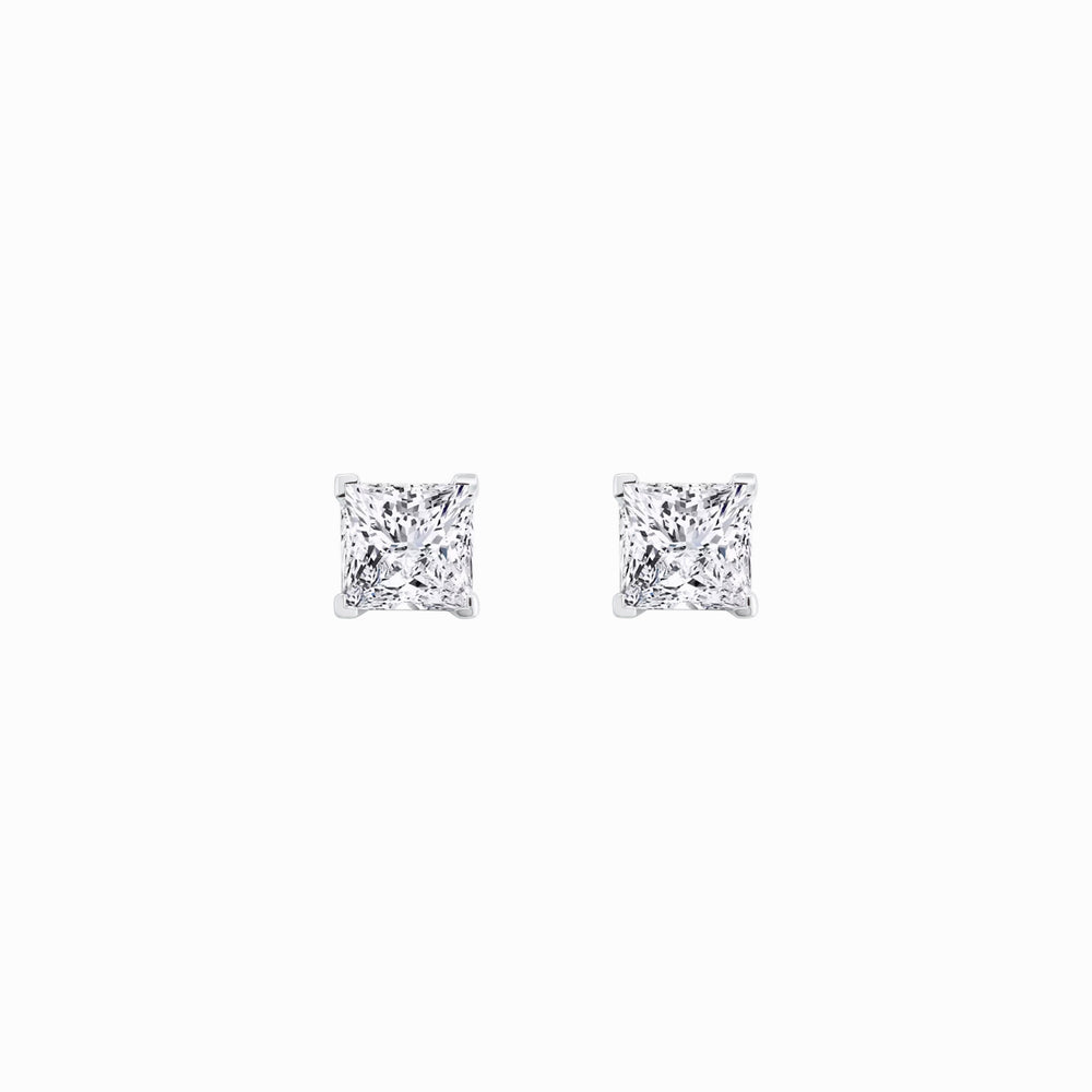 Lab Diamond Princess Cut Solitaire Stud Earrings 18K Gold (2.84 ct. tw.)