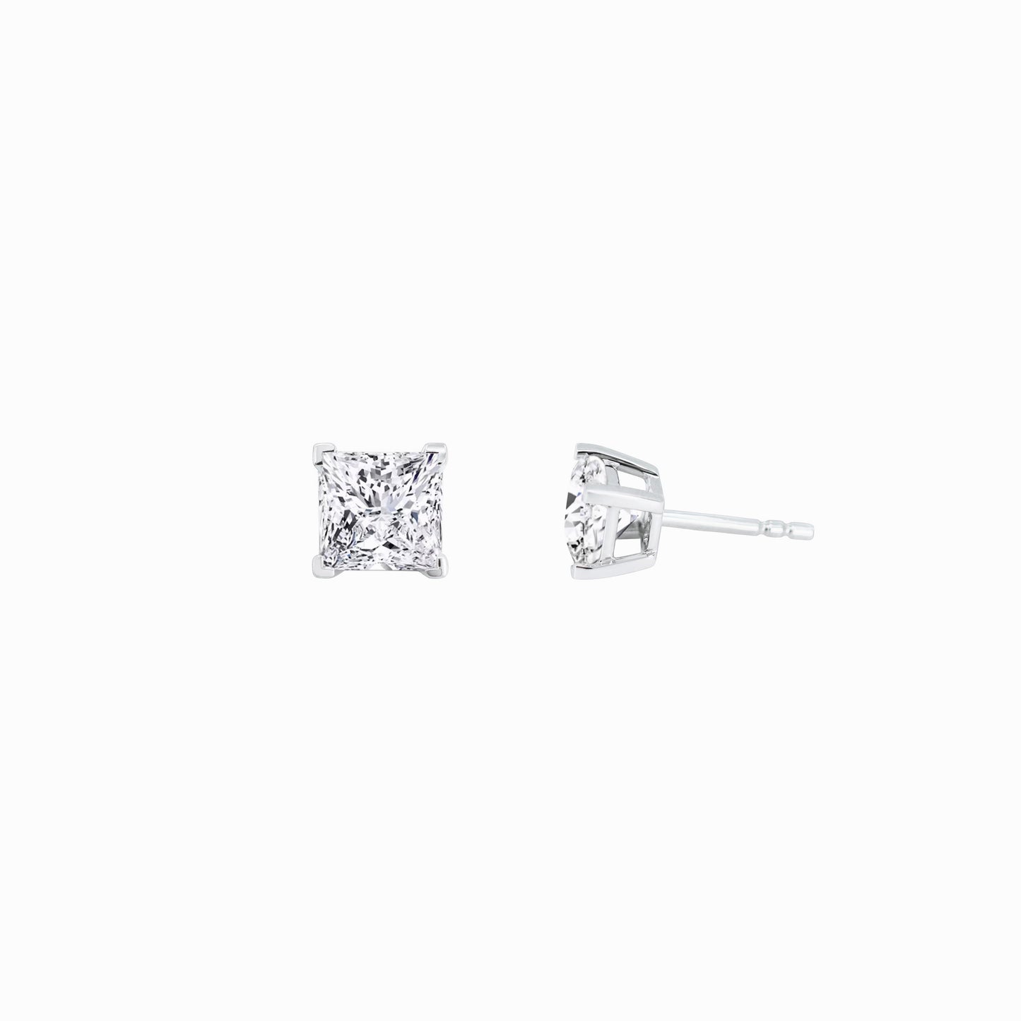 Lab Diamond Princess Cut Solitaire Stud Earrings 18K Gold (2.84 ct. tw.)