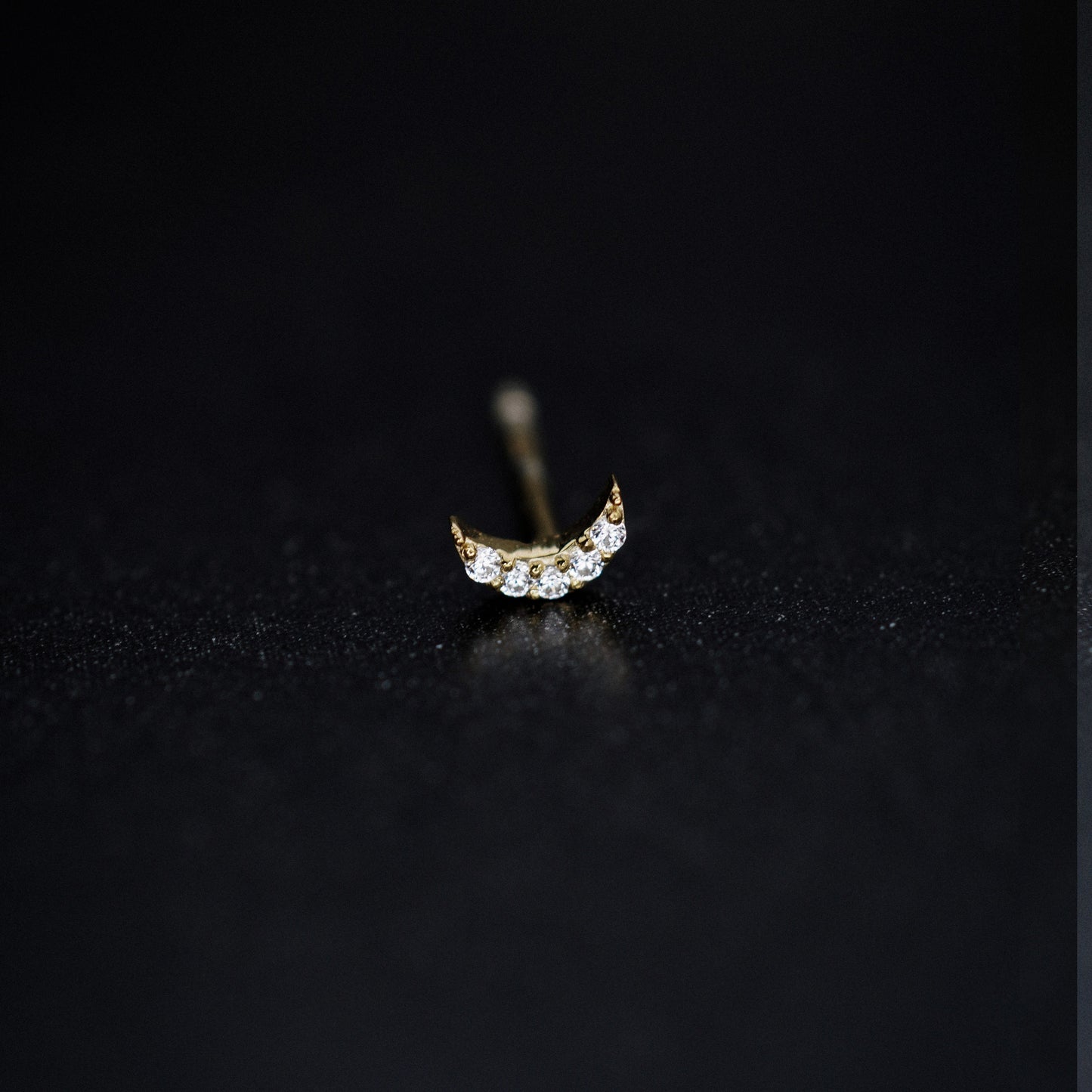 Crescent Pavé Lab Diamond Solid Stud Earrings Sterling Silver