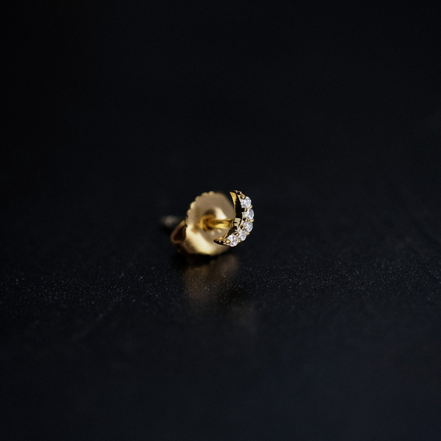 Crescent Pavé Lab Diamond Solid Stud Earrings Sterling Silver