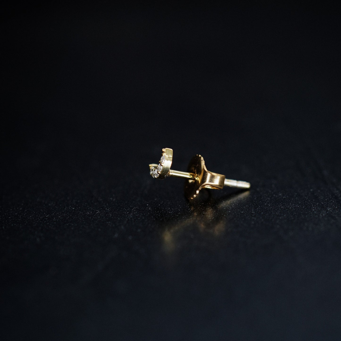 Crescent Pavé Lab Diamond Solid Stud Earrings Sterling Silver