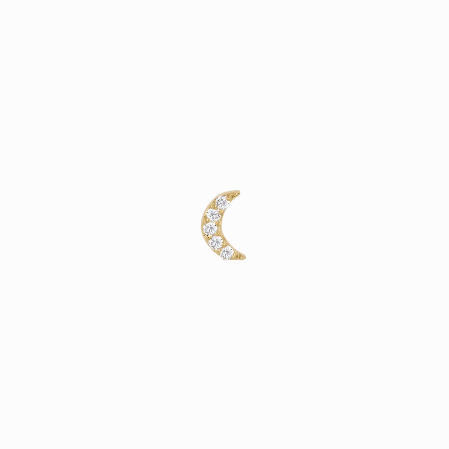 Crescent Diamond Solid Gold Stud Earrings