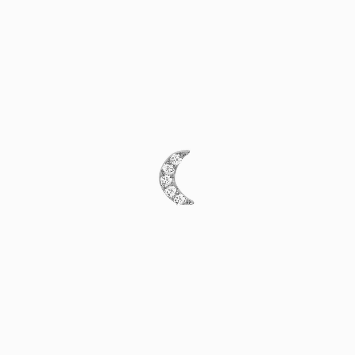 Crescent Pavé Lab Diamond Solid Stud Earrings Sterling Silver