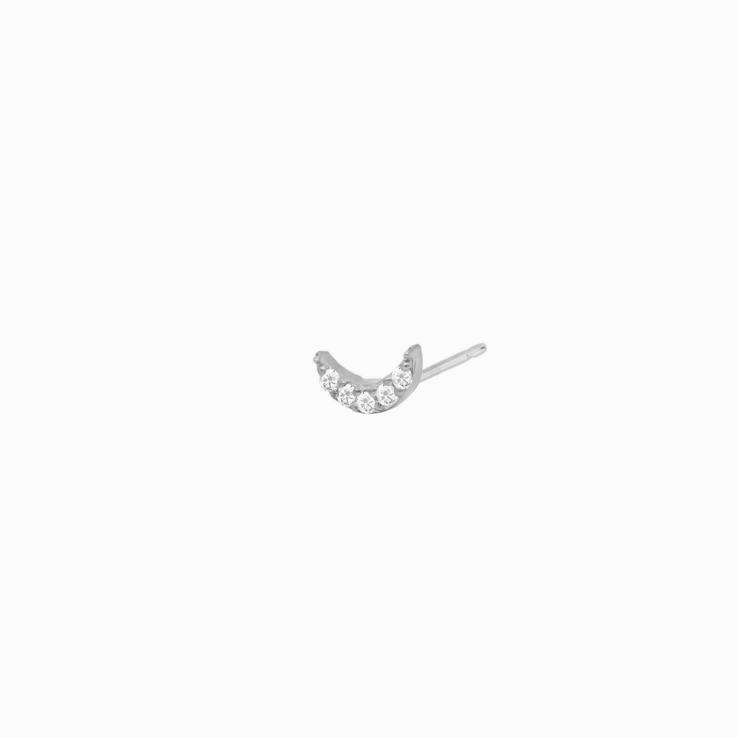 Crescent Pavé Lab Diamond Solid Stud Earrings Sterling Silver