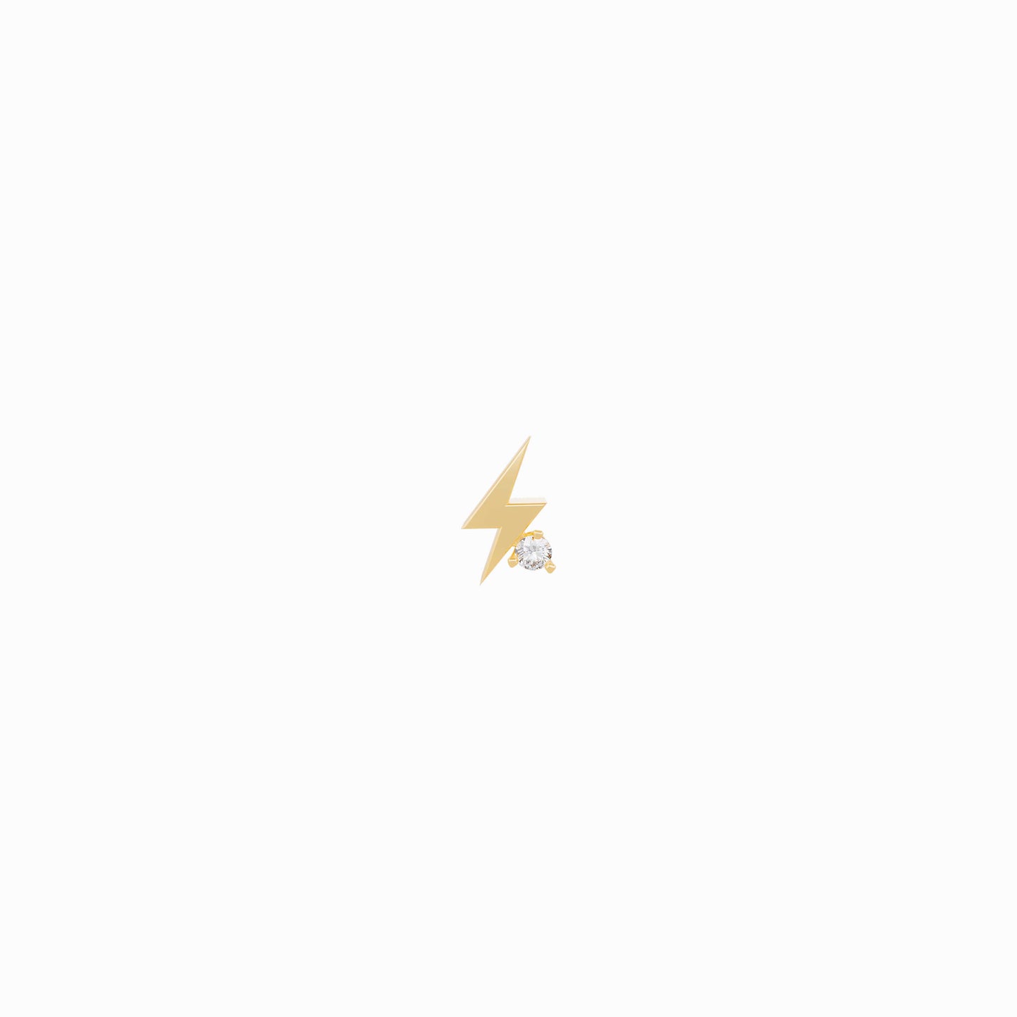 Lighting Bolt One Diamond Solid Gold Stud Earrings