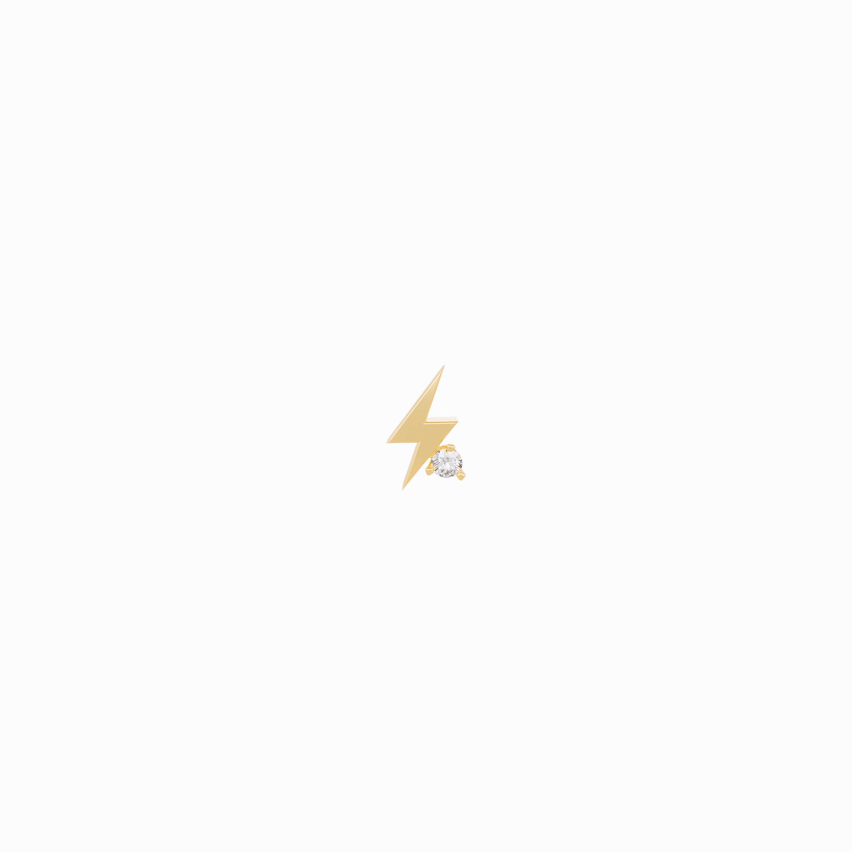 Lighting Bolt One Pavé Diamond Stud Earrings 14K Gold