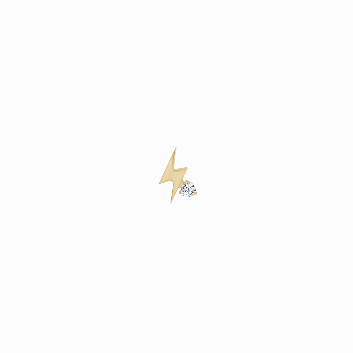 Lighting Bolt One Diamond Solid Gold Stud Earrings
