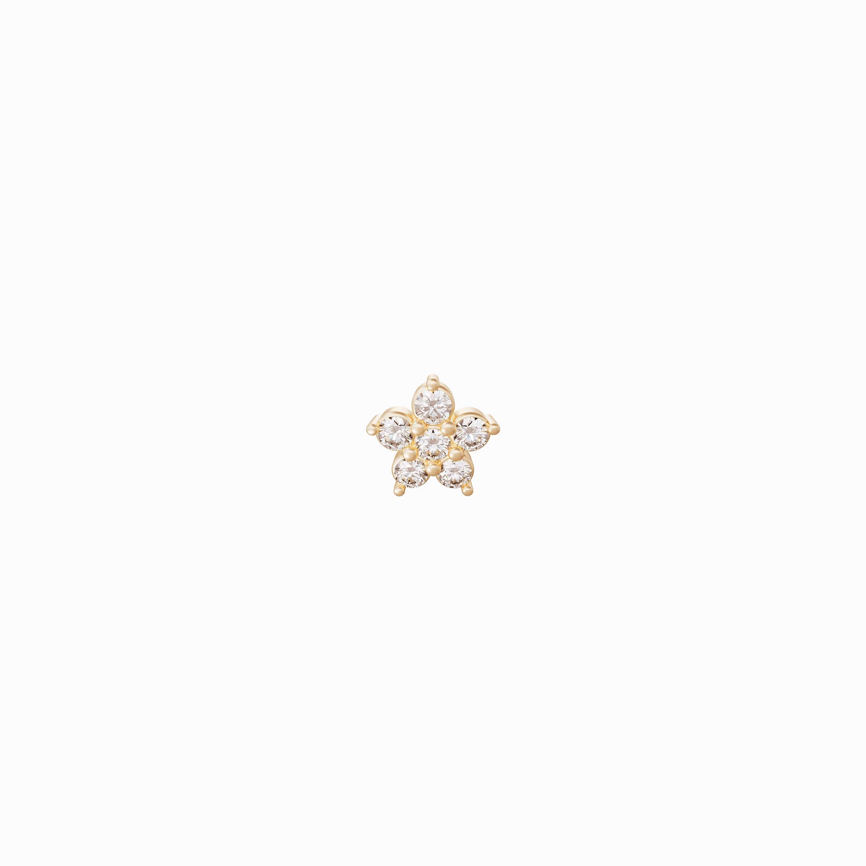 Flower Pavé Diamond Solid Gold Stud Earrings 14K Gold