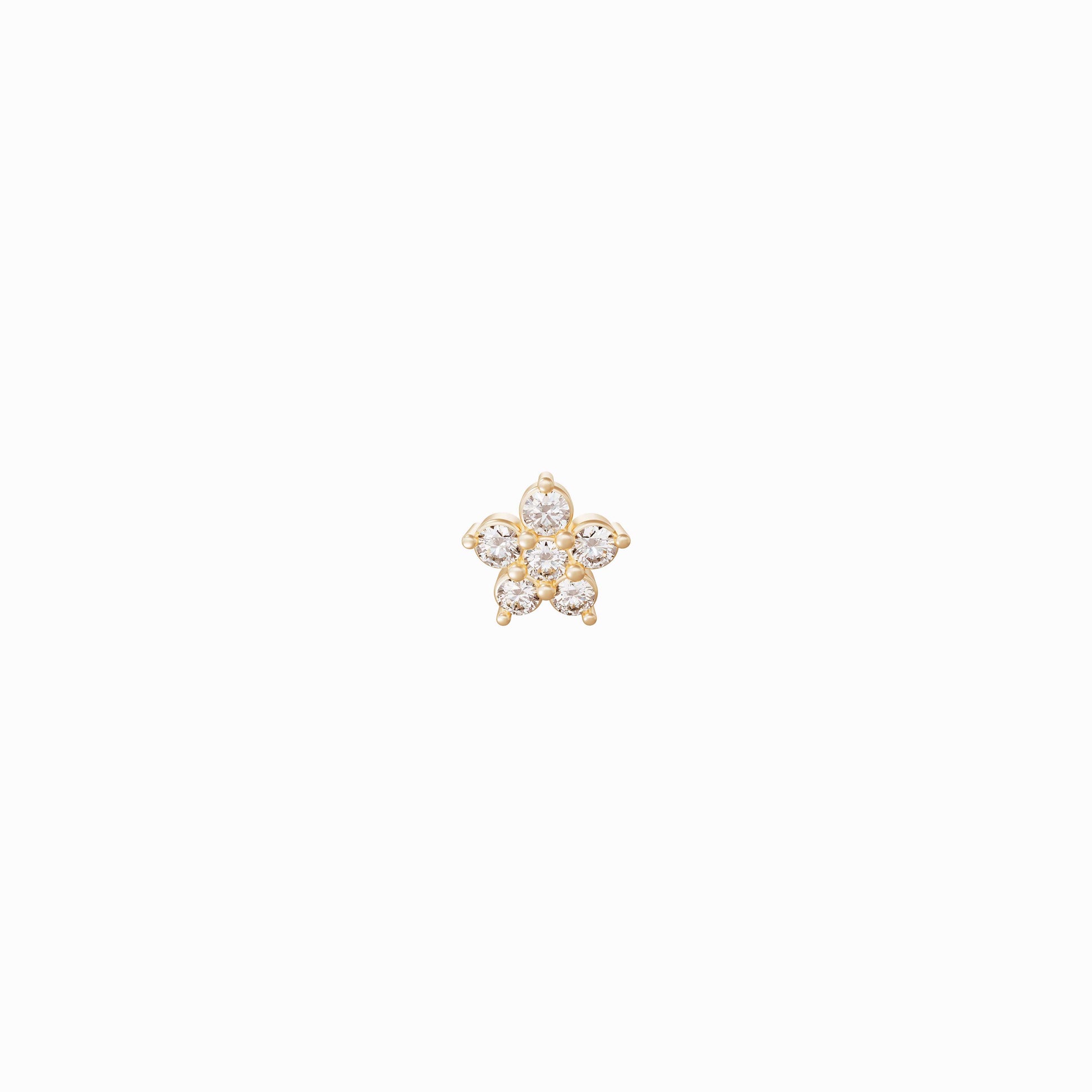 Flower Diamond Solid Gold Stud Earrings