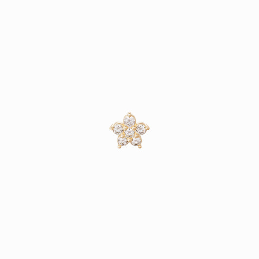 Flower Diamond Solid Gold Stud Earrings