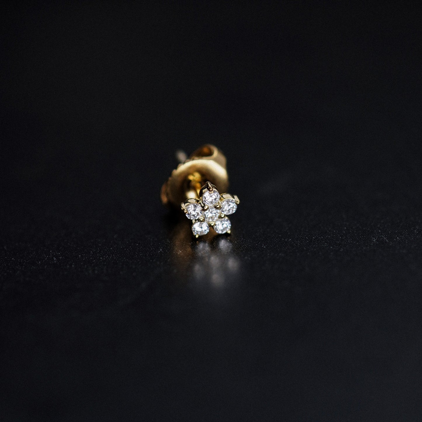 Flower Pavé Lab Diamond Solid Gold Stud Earrings Sterling Silver