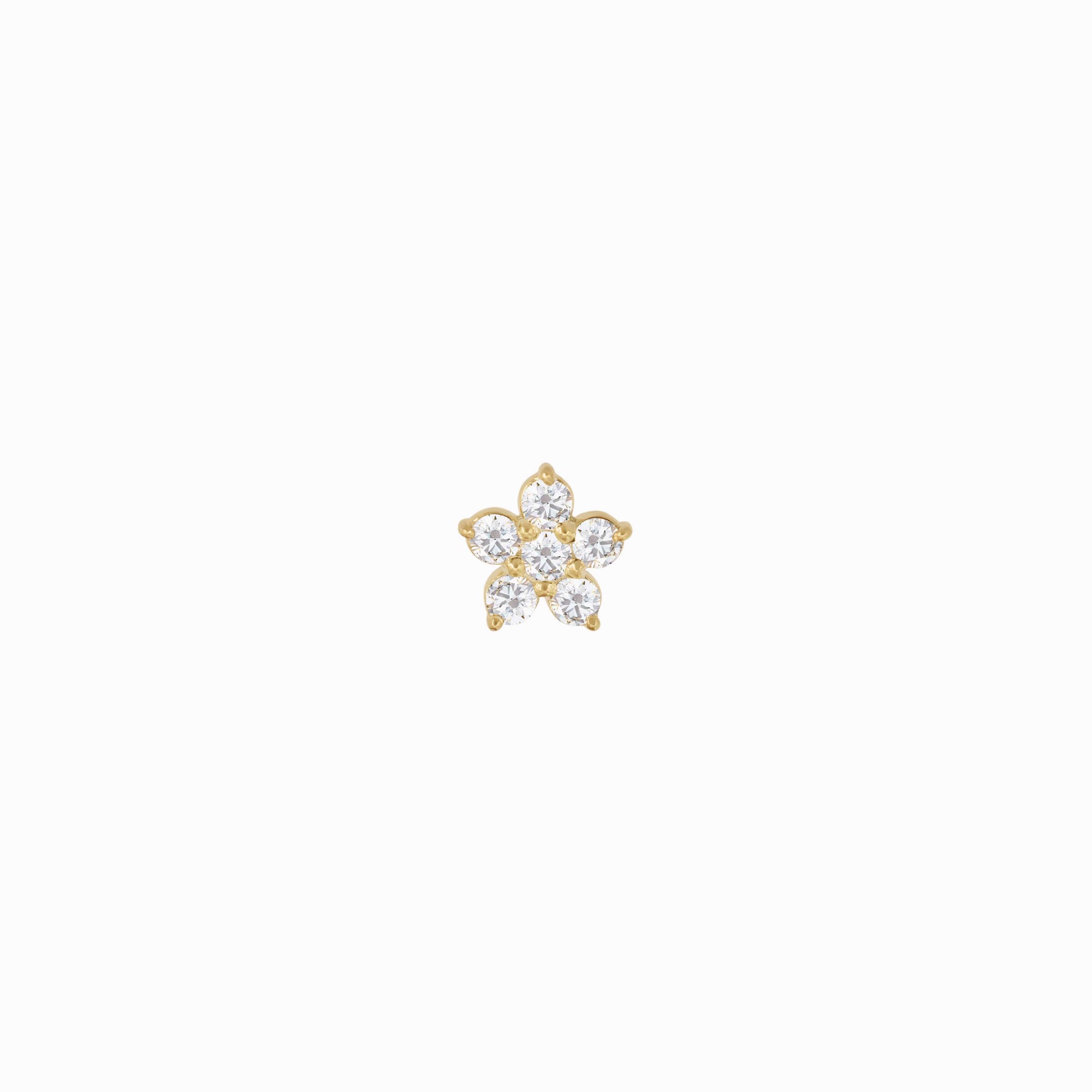 Flower Diamond Solid Gold Stud Earrings