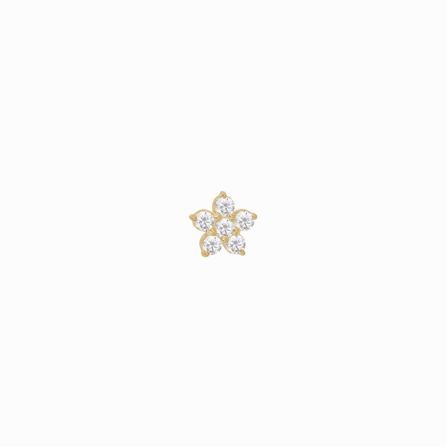 Flower Diamond Solid Gold Stud Earrings