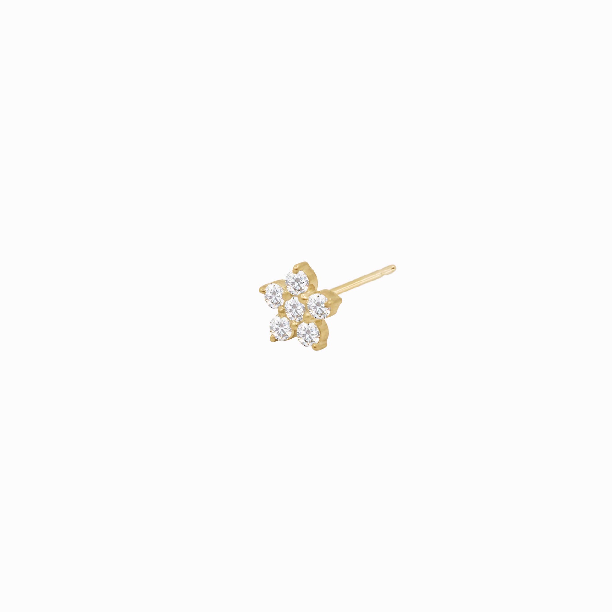 Flower Diamond Solid Gold Stud Earrings